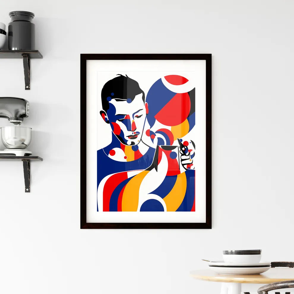A Poster of minimalist barber art - A Man Wi Framed Print