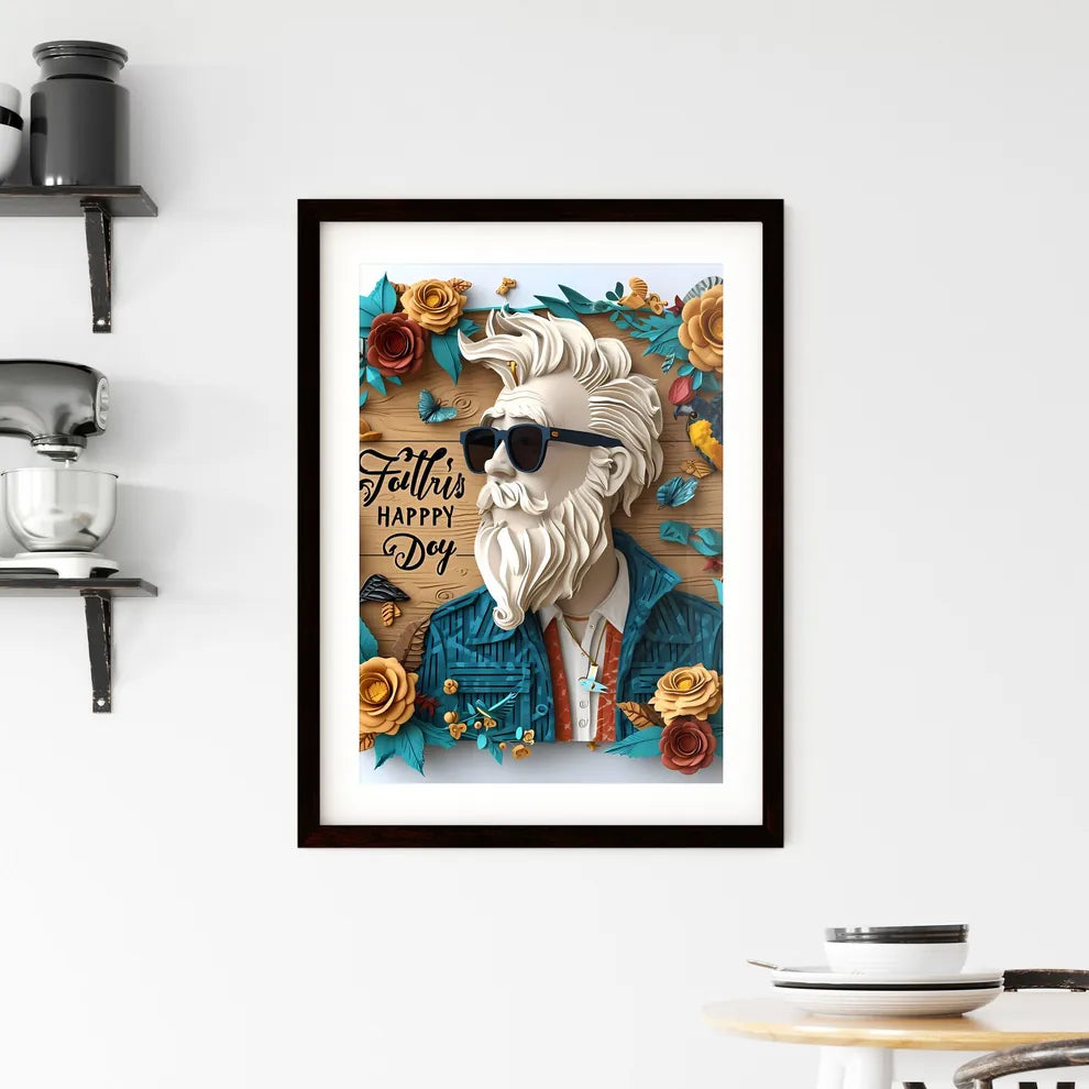 A Poster of happy father's day greeting card Framed Print
