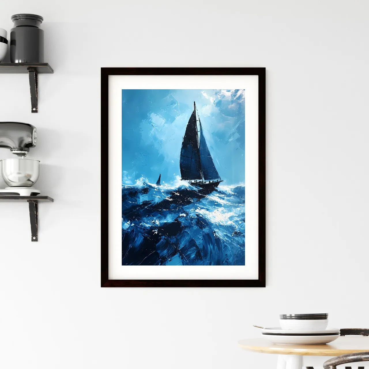 A Poster of Long Beach Art Sketch with clear blue Background  Framed Print