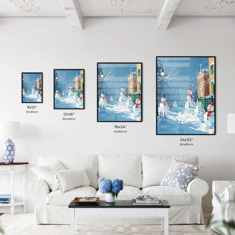 A Poster of snowmen with red scarfs - A Grou - Kitchen Hangings