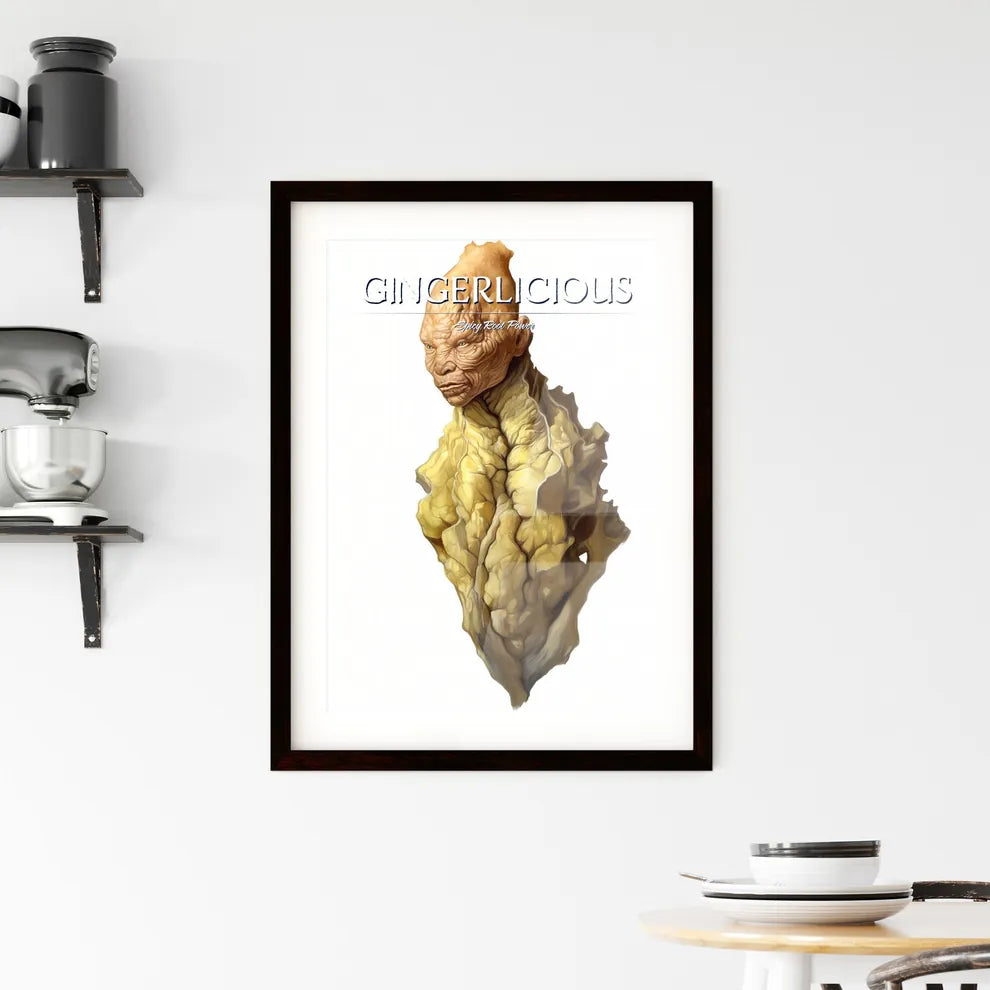 A Poster of Fresh ginger root isolated on white background  Framed Print