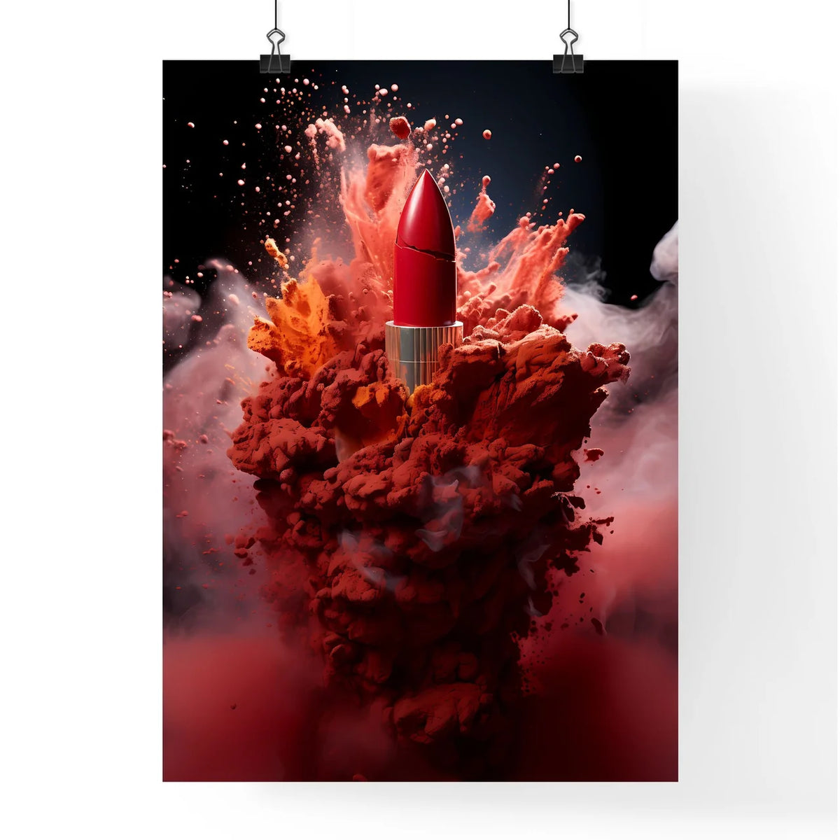 A Poster of powerful explosion of red dust - Poster