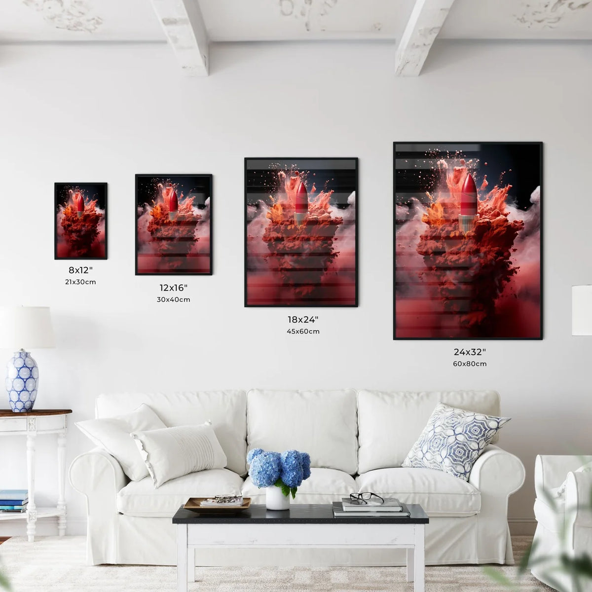 A Poster of powerful explosion of red dust - - Kitchen Hangings
