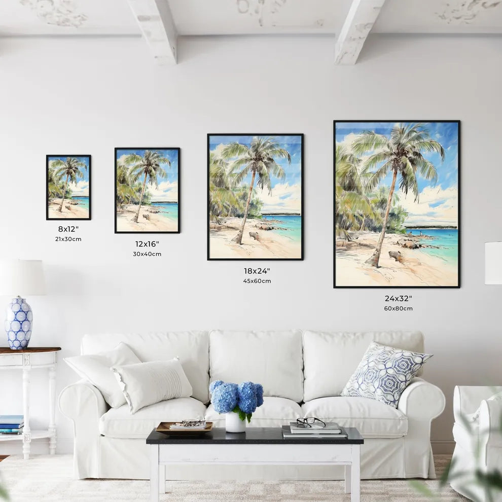 A Poster of palm tree on paradise beach - A  - Kitchen Hangings