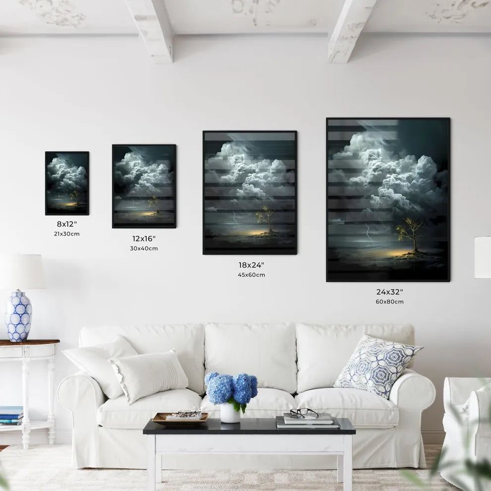 A Poster of clouds are over a dark backgroun - Kitchen Hangings