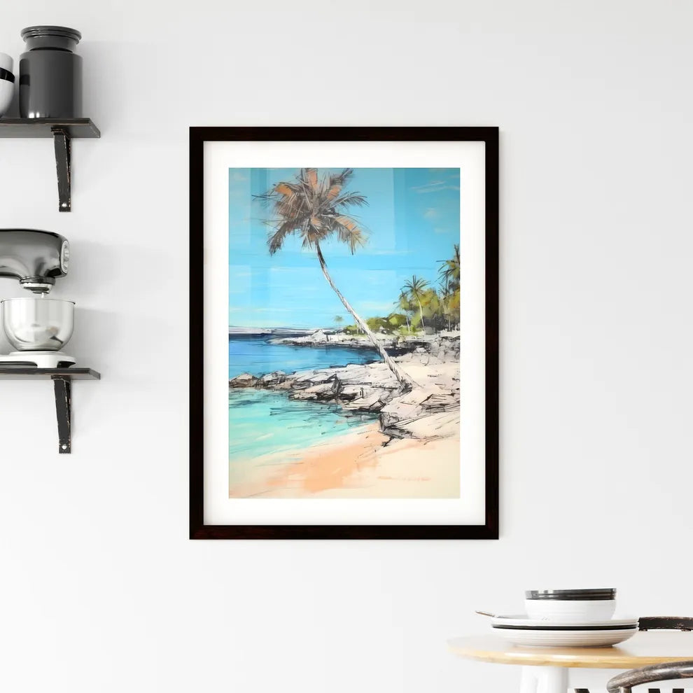 A Poster of palm tree on paradise beach - A  Framed Print