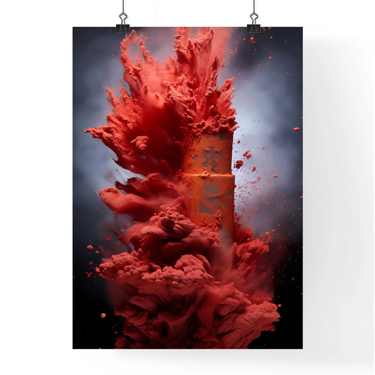 A Poster of powerful explosion of red dust - Poster