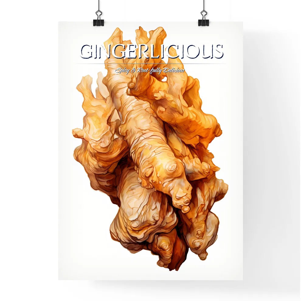 A Poster of Fresh ginger root isolated on white background  Poster
