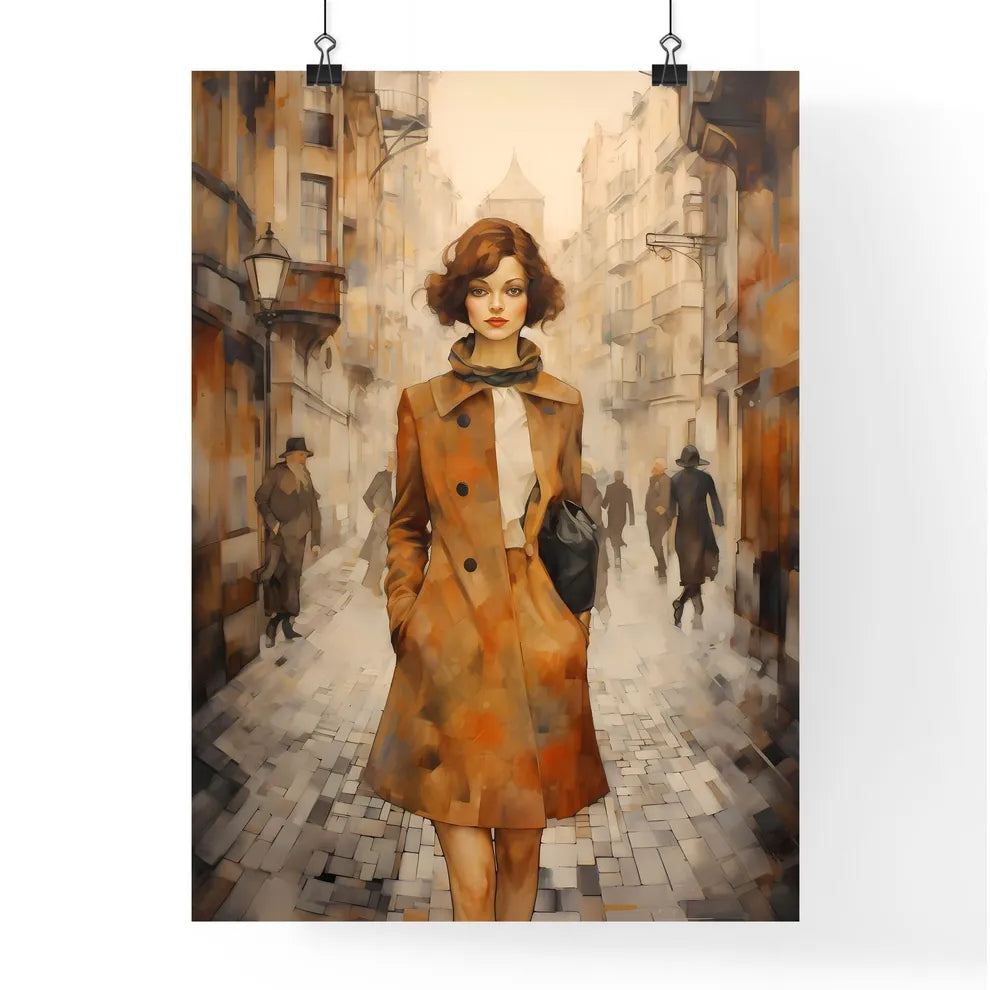 A Poster of art deco noveaux - A Woman In A Coat Poster