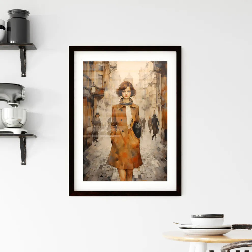 A Poster of art deco noveaux - A Woman In A Coat Custom Print