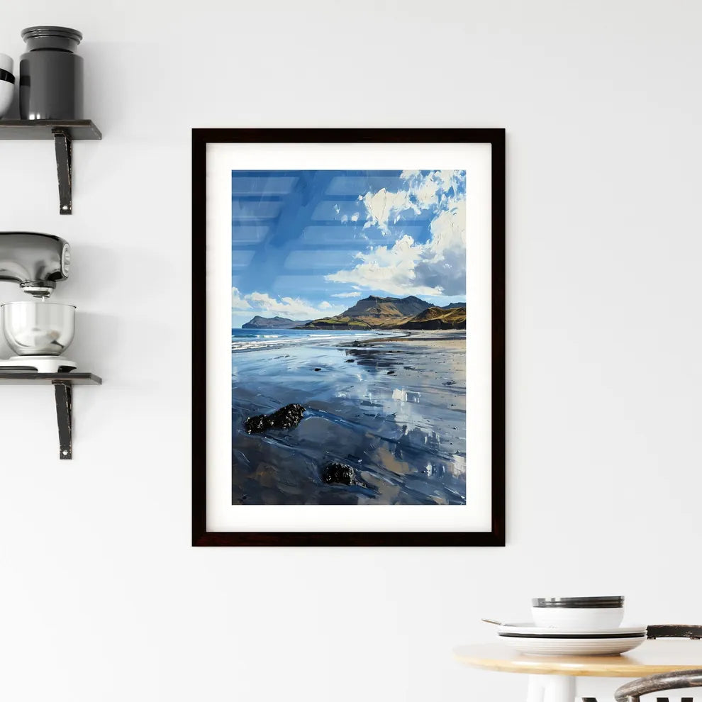 A Poster of Long Beach Art Sketch with clear blue Background  Framed Print