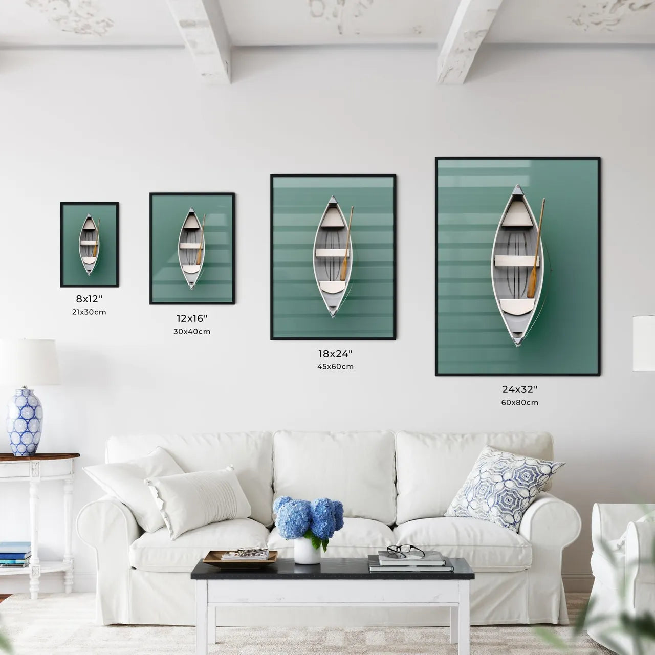 A Poster of flat lay of a retro fishing boat - Kitchen Hangings