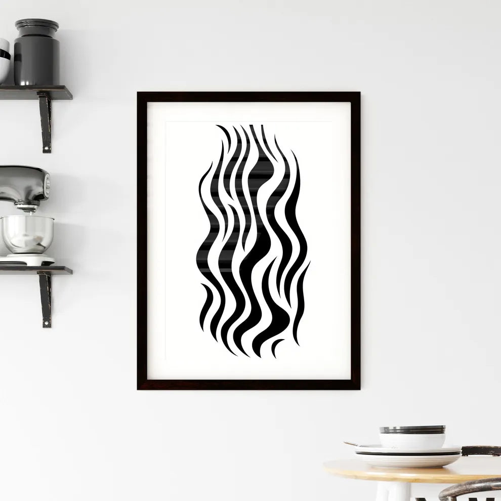 A Poster of linocut line art of a zebras stripes  Framed Print