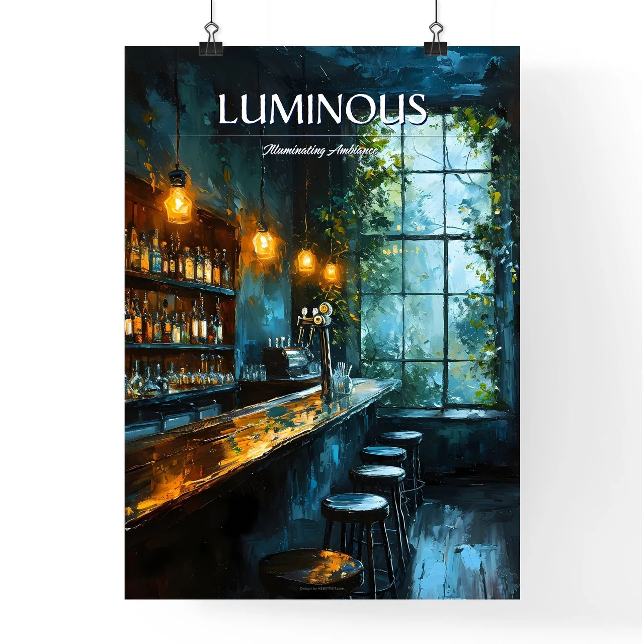 A Poster of bar warm lamp windownight - A Ba Poster