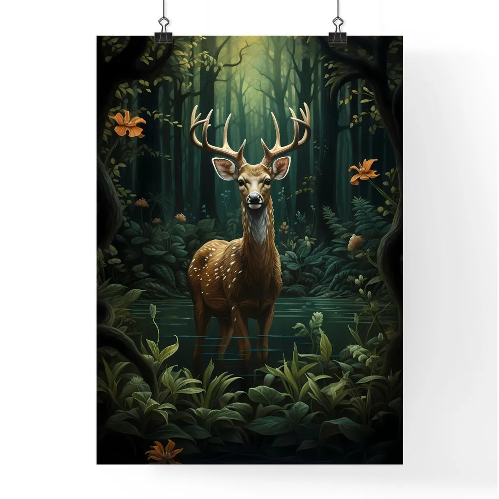 A Poster of deer in the forest  Poster