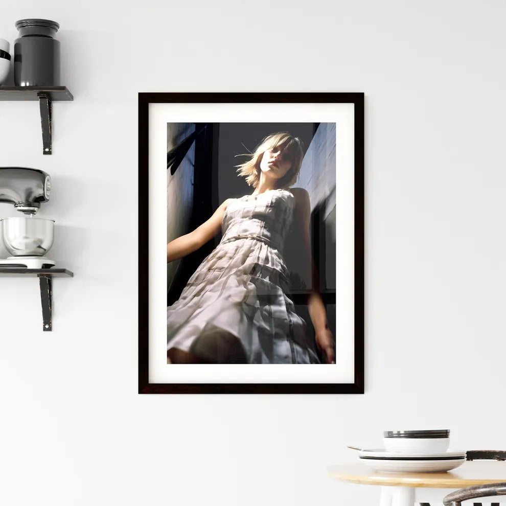 A Poster of A girl in a light dress - A Woma Framed Print