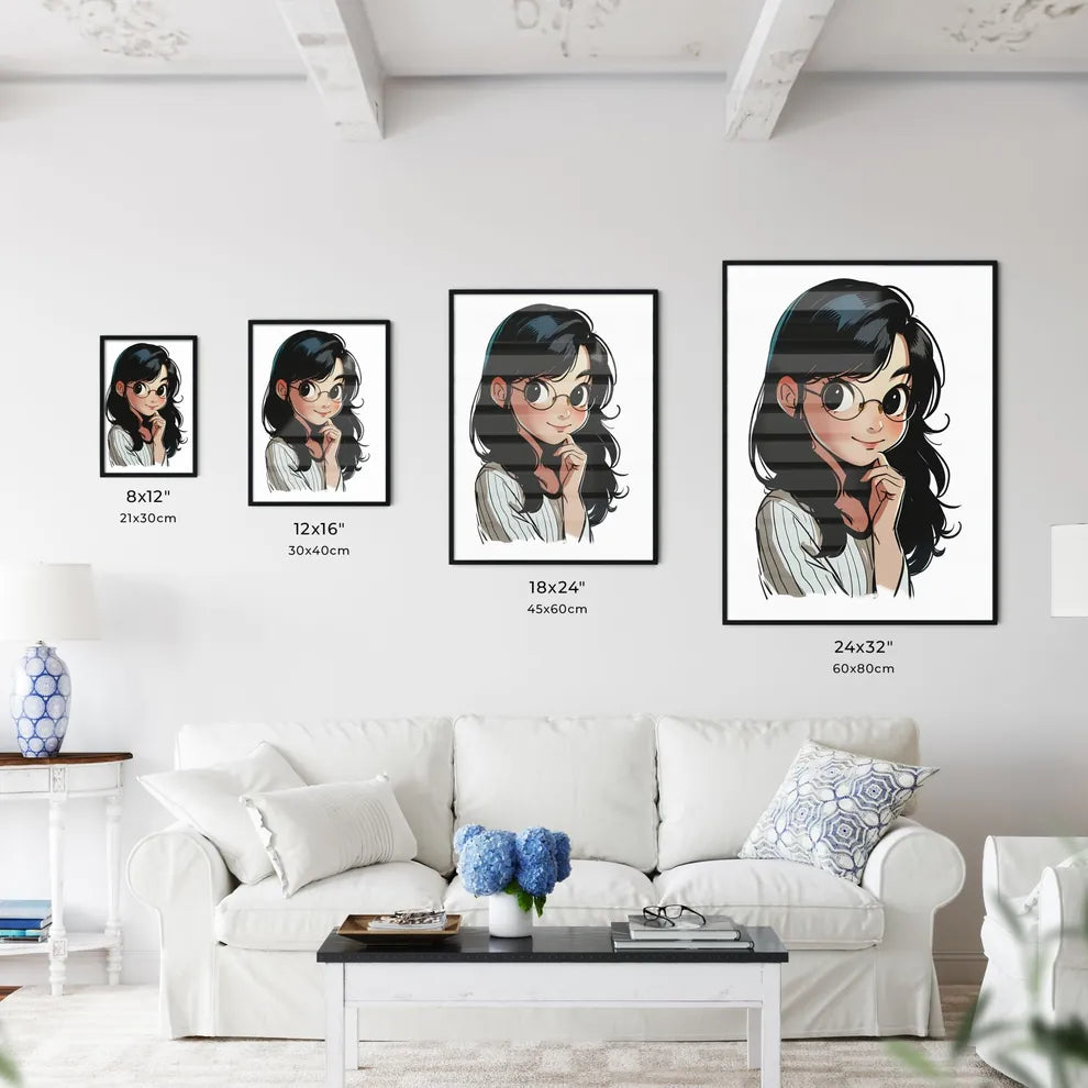 A Poster of a line drawing of a cute cartoon - Kitchen Hangings