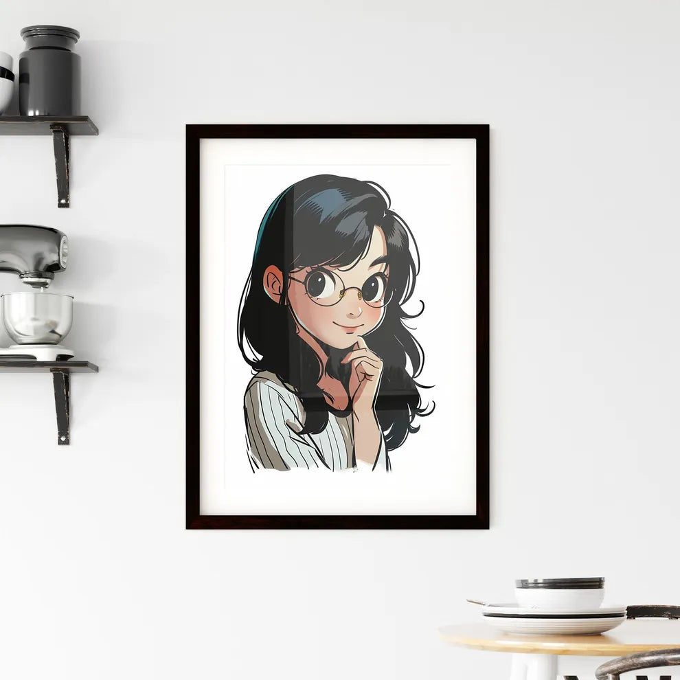 A Poster of a line drawing of a cute cartoon Framed Print
