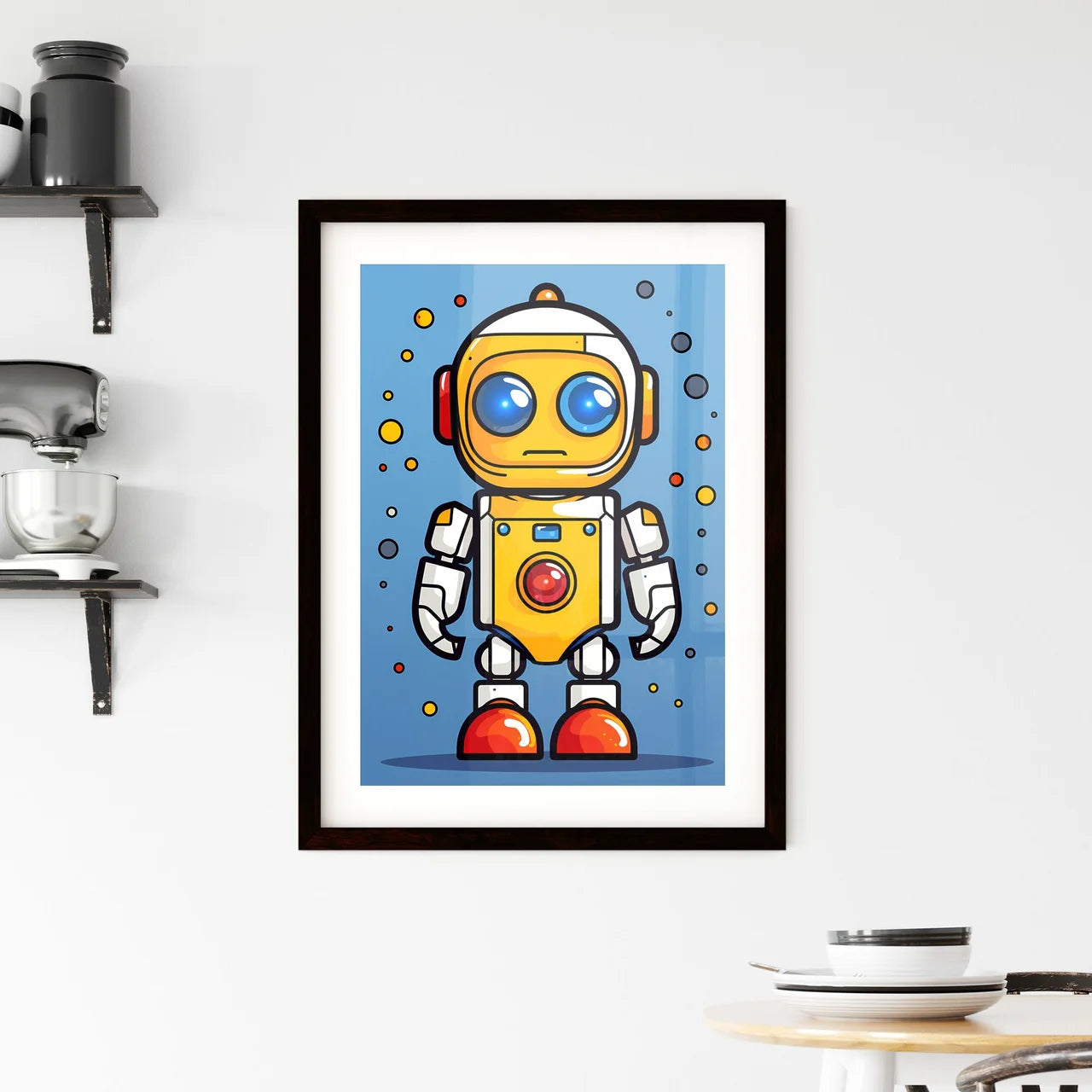 A Poster of minimalist robot art  Framed Print