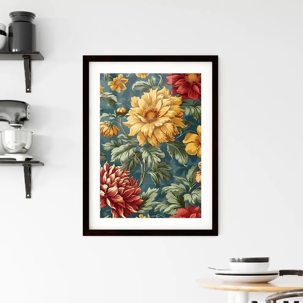 A Poster of vintage wallpaper design - A Col Framed Print