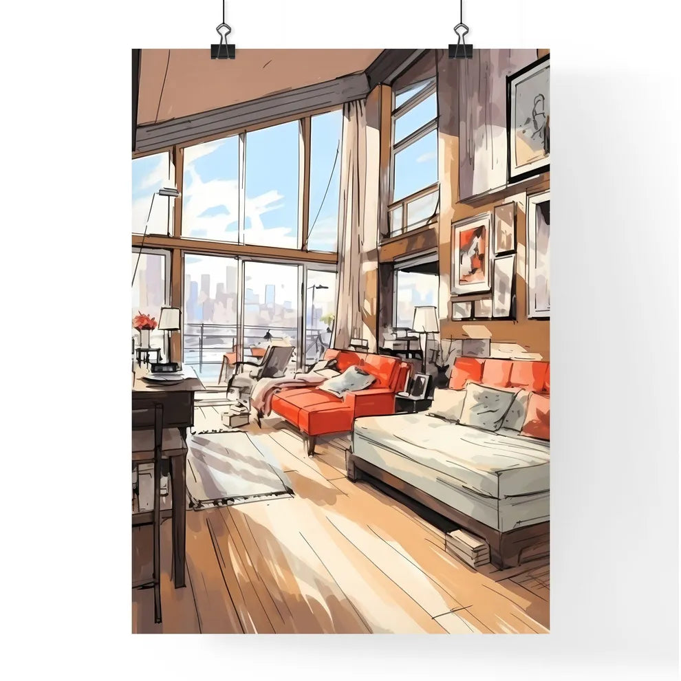 A Poster of Modern studio apartment - A Draw Poster