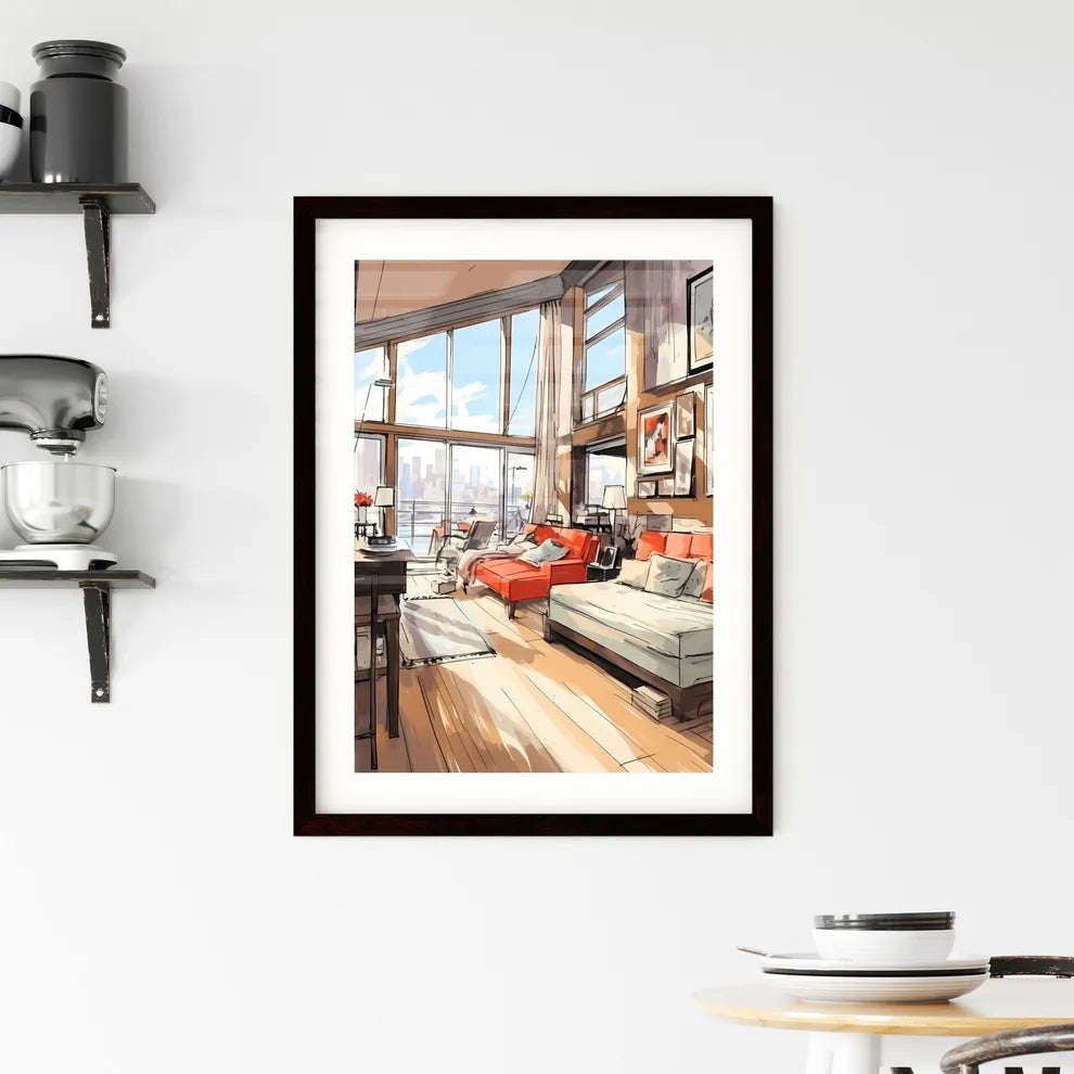 A Poster of Modern studio apartment - A Draw Framed Print