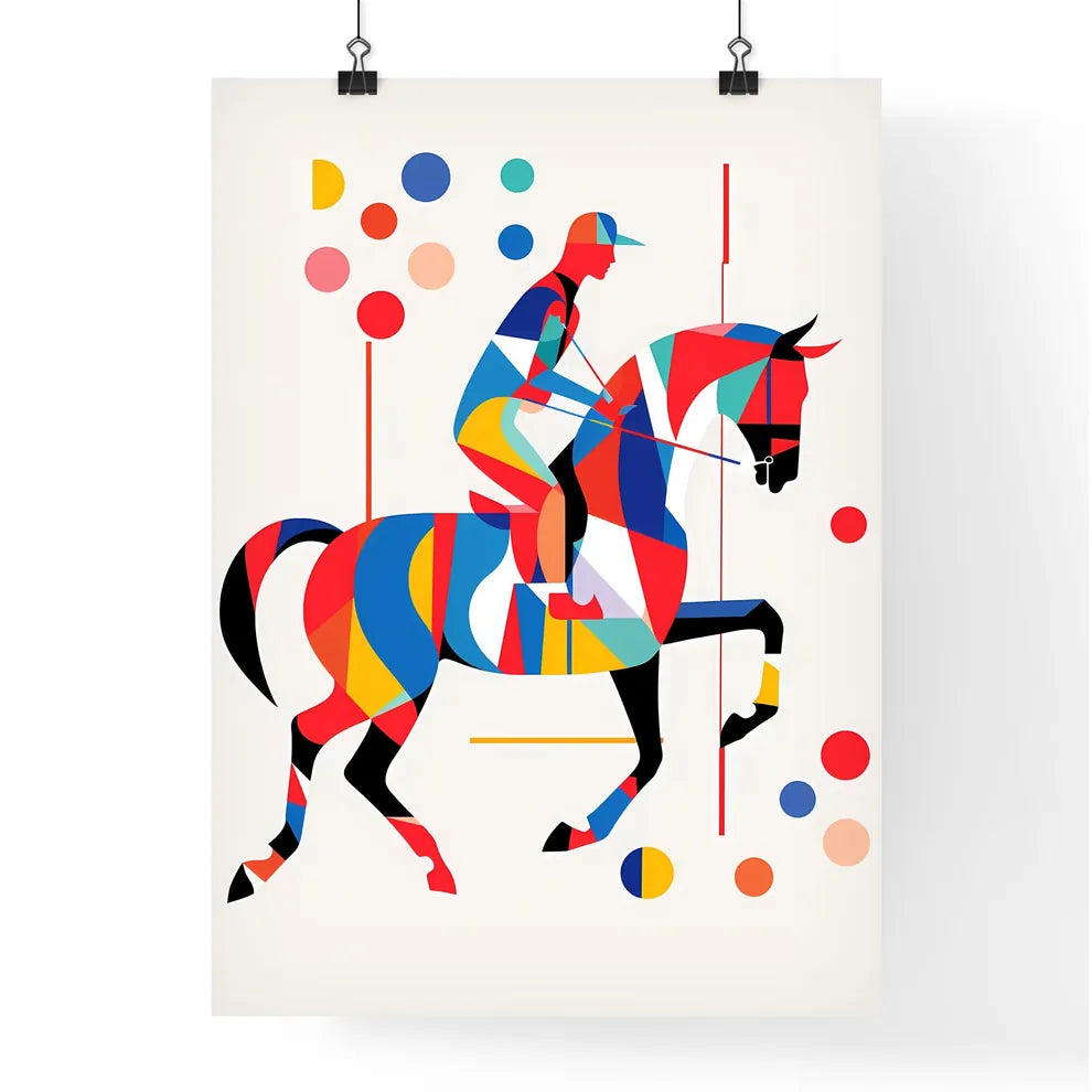 A Poster of minimalist horse rider line art  Poster