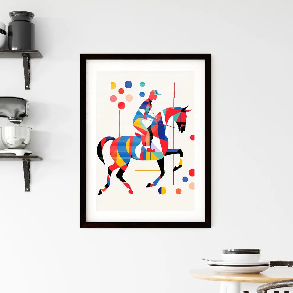 A Poster of minimalist horse rider line art  Framed Print