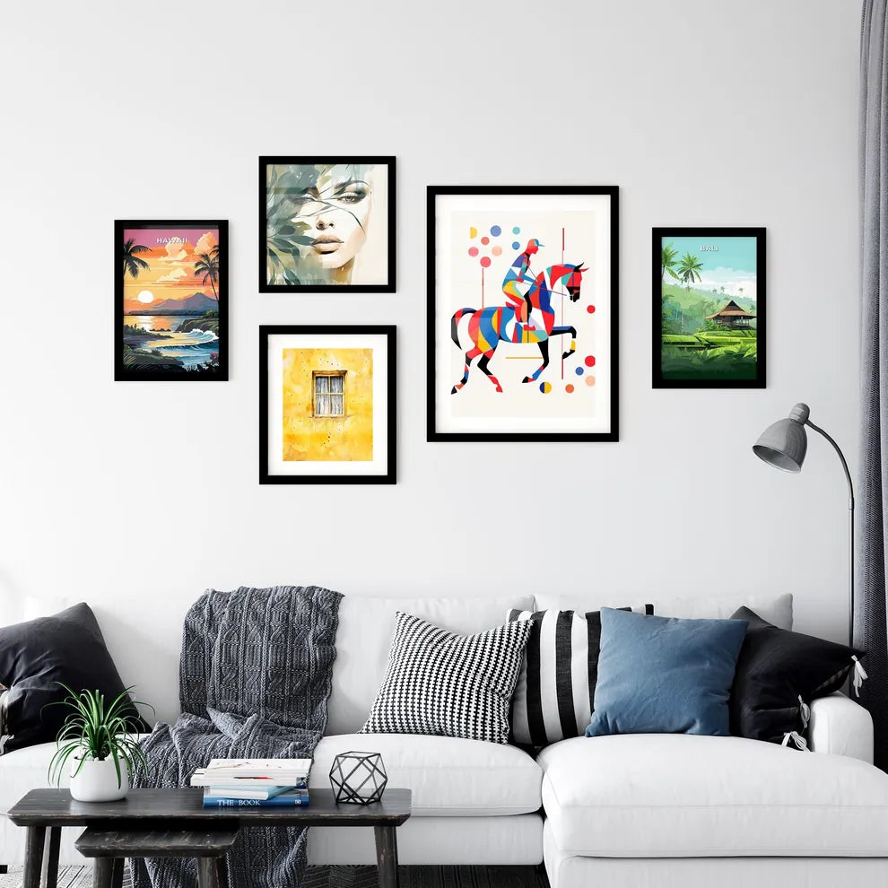 A Poster of minimalist horse rider line art  Art Print