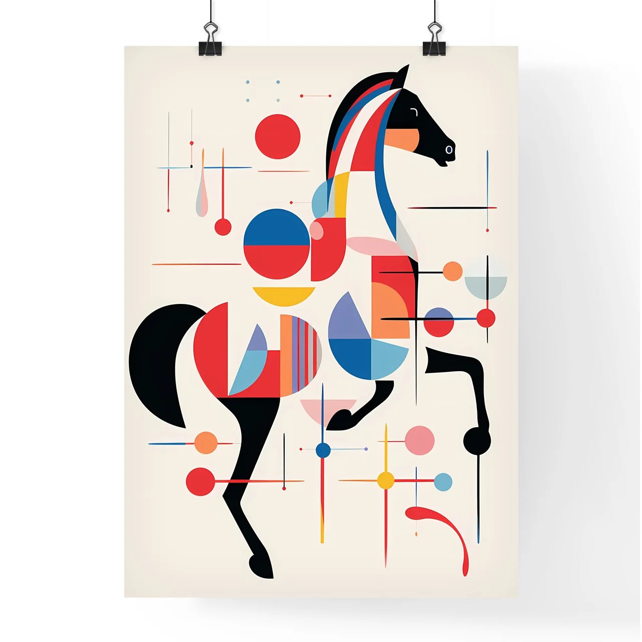 A Poster of minimalist horse rider line art  Poster