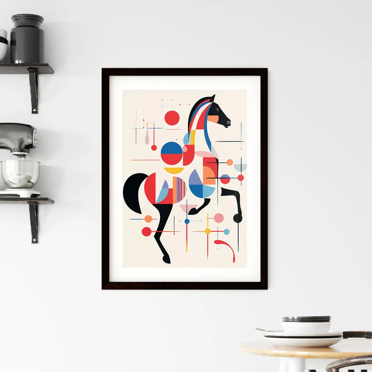 A Poster of minimalist horse rider line art  Framed Print