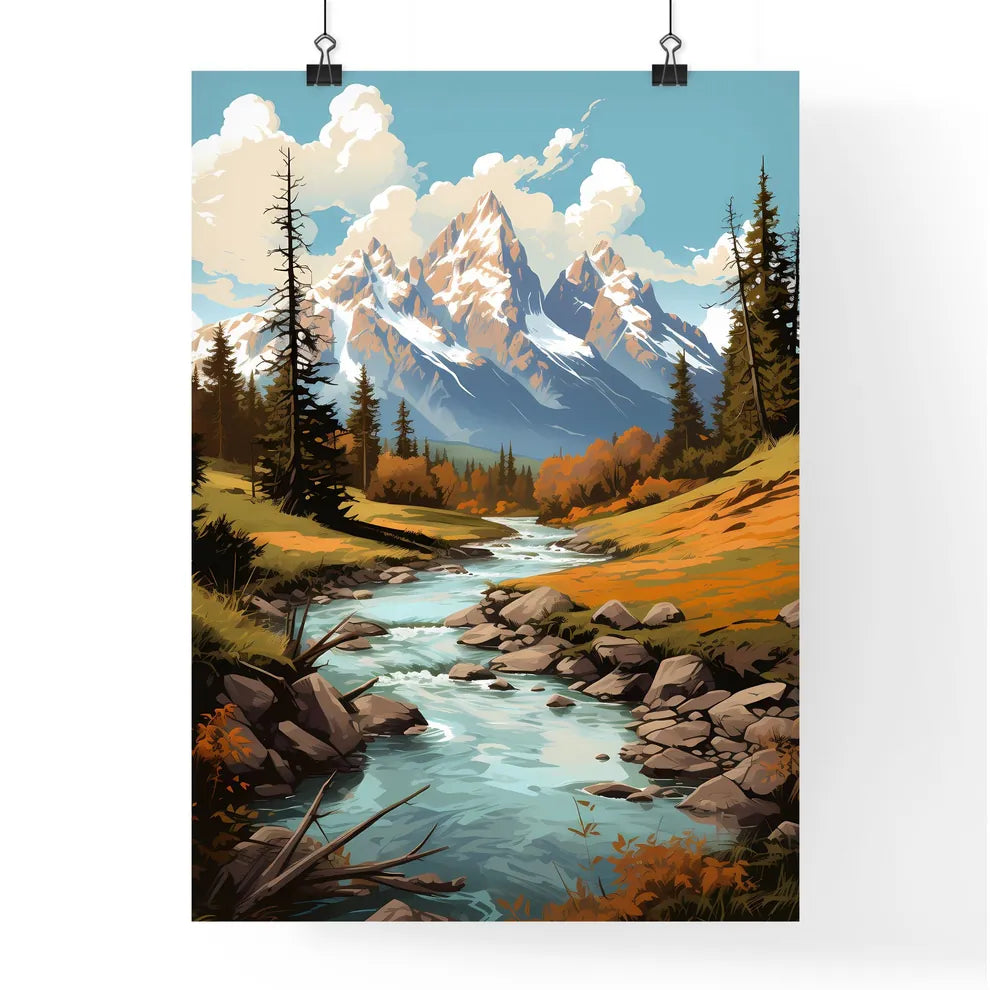 A Poster of Grand Teton National park - A Ri Poster