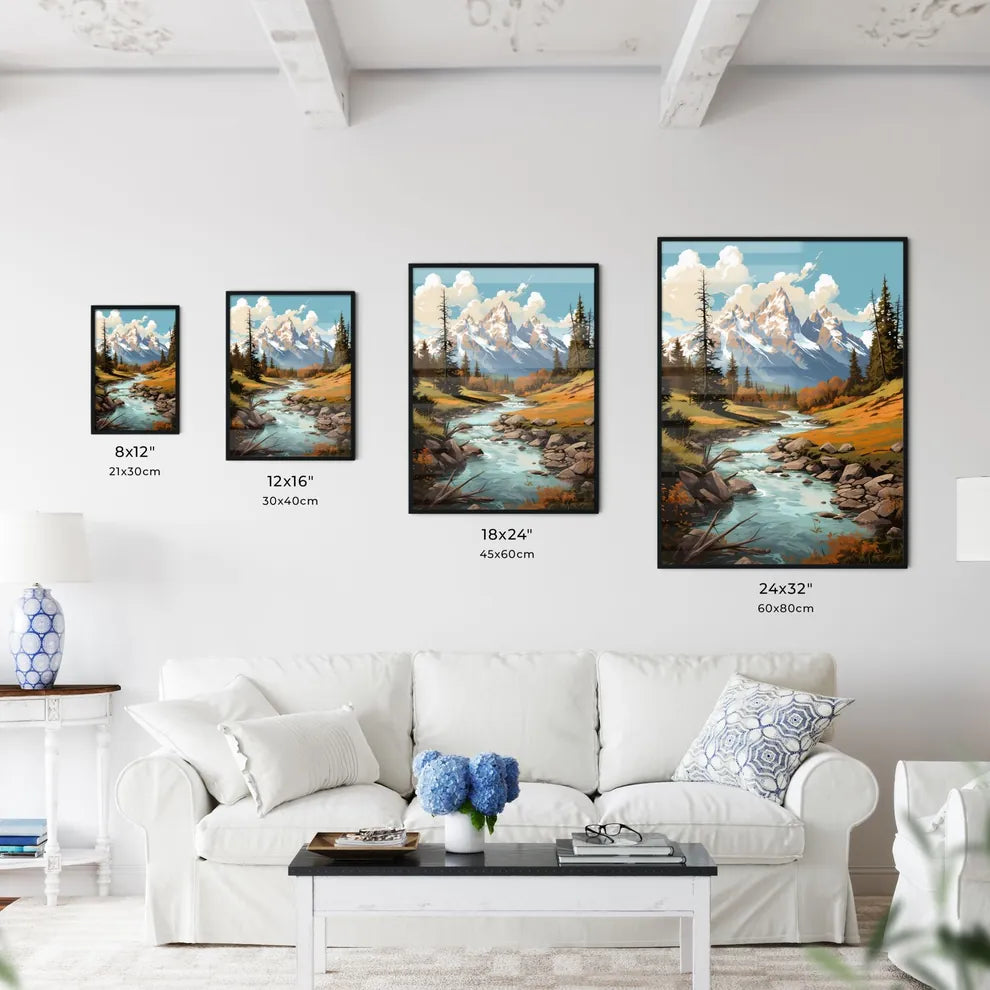 A Poster of Grand Teton National park - A Ri - Kitchen Hangings
