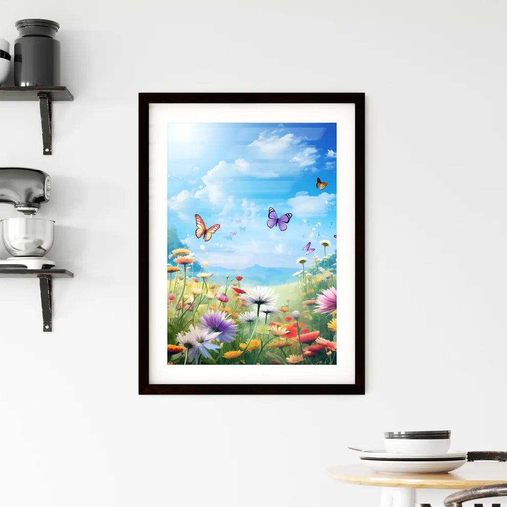 A Poster of A meadow full of flowers  Framed Print