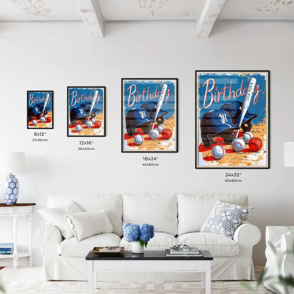 A Poster of a card adorned with baseballs -  - Kitchen Hangings