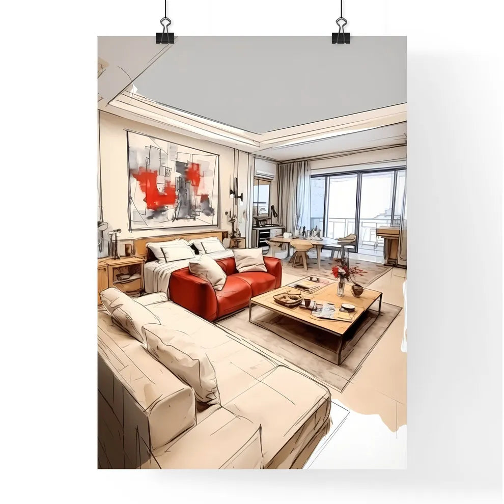 A Poster of Modern studio apartment - A Draw Poster