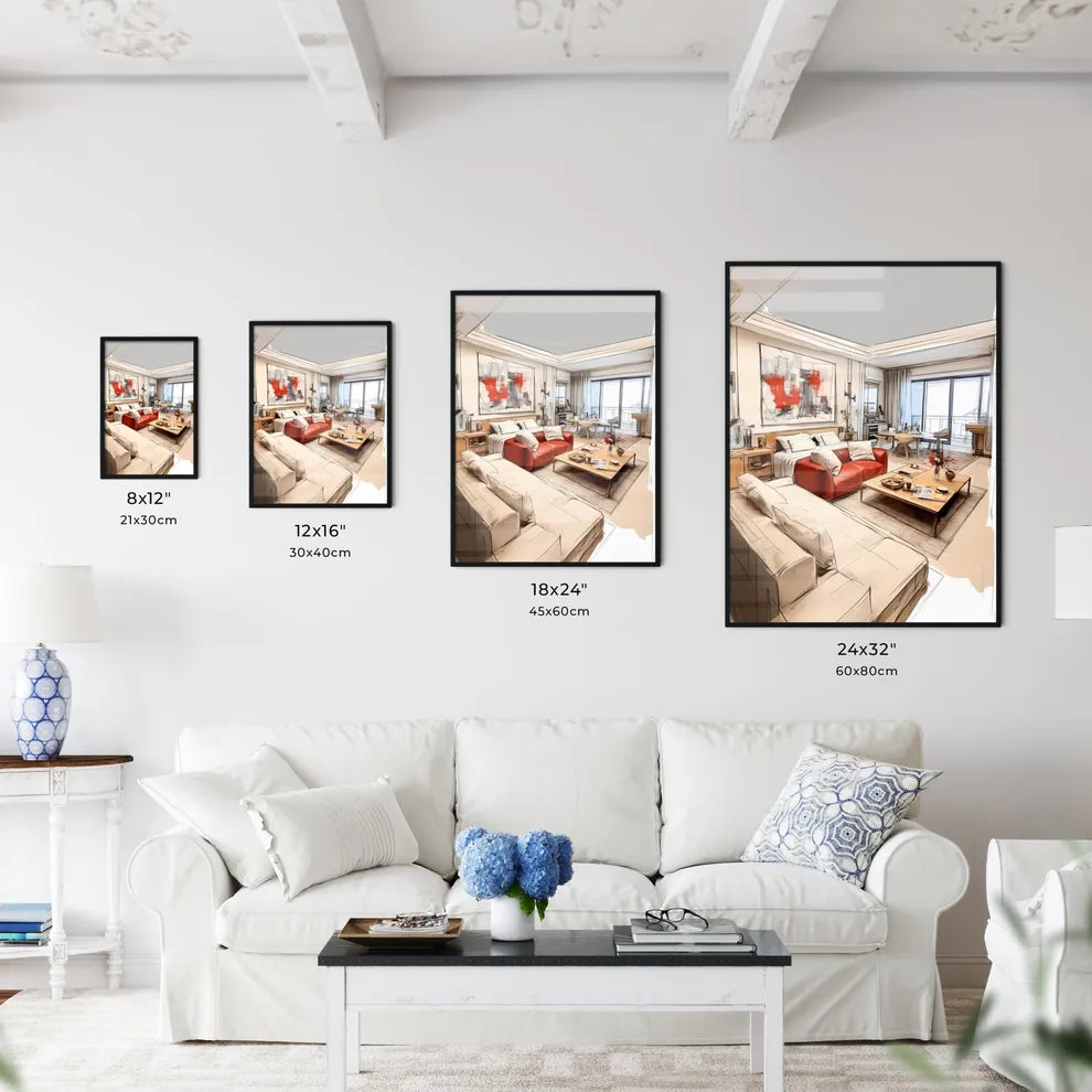 A Poster of Modern studio apartment - A Draw - Kitchen Hangings