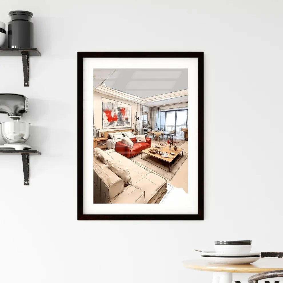 A Poster of Modern studio apartment - A Draw Framed Print