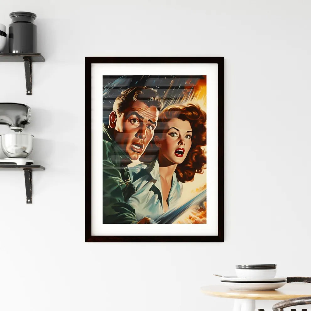 A Poster of 1940s retro sci-fi style paintin Framed Print