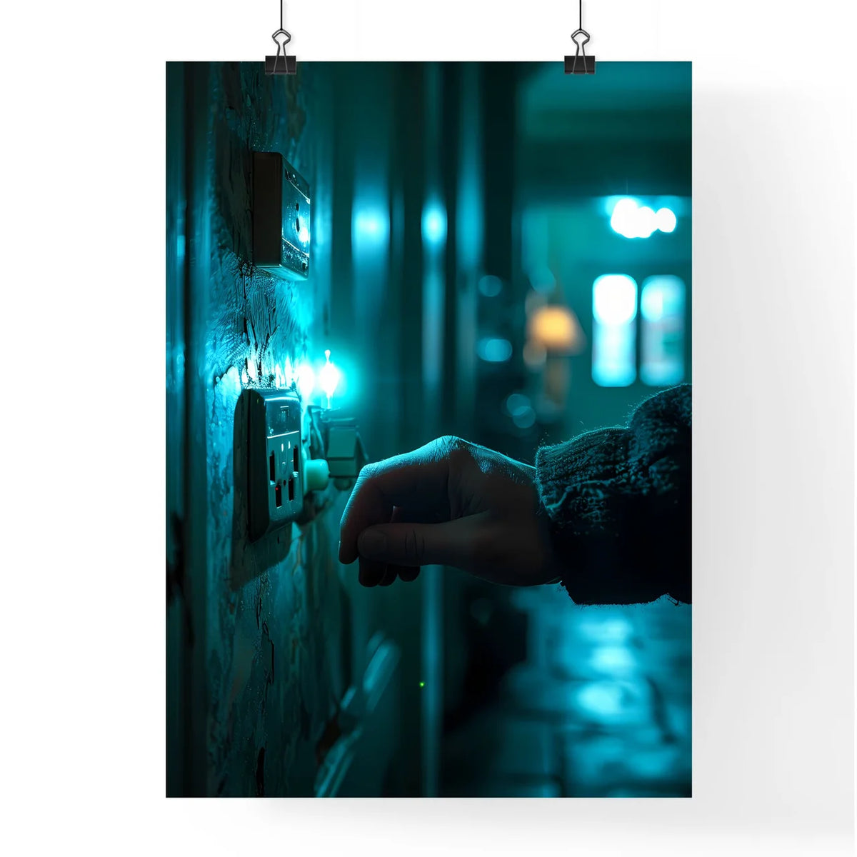 A Poster of photography of a hand turning on Poster