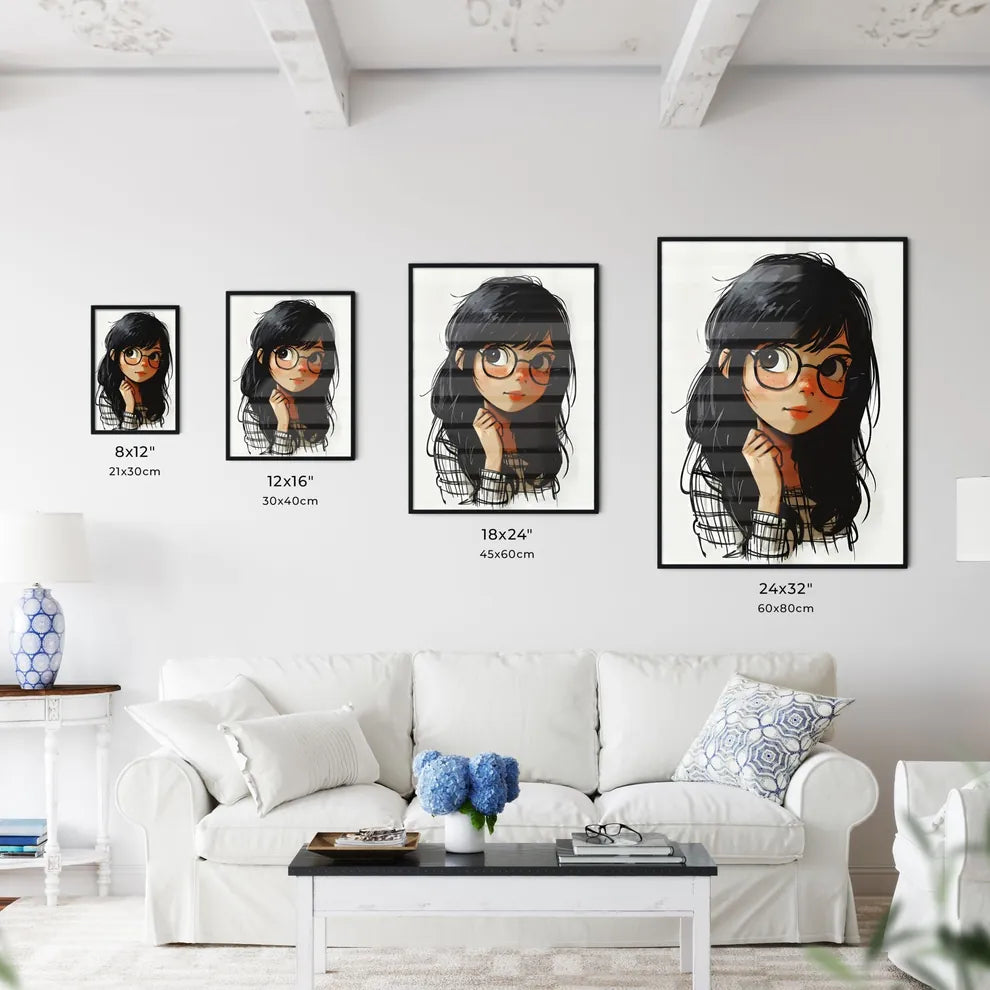 A Poster of a line drawing of a cute cartoon - Kitchen Hangings