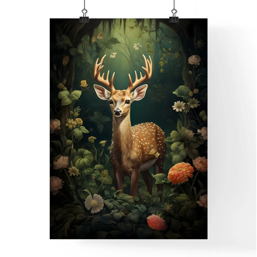 A Poster of deer in the forest  Poster