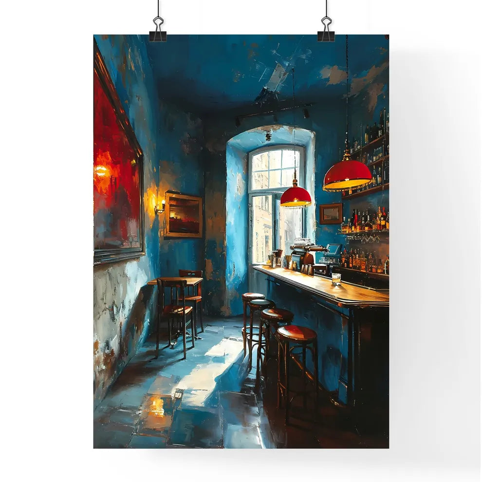 A Poster of bar warm lamp windownight - A Ba Poster