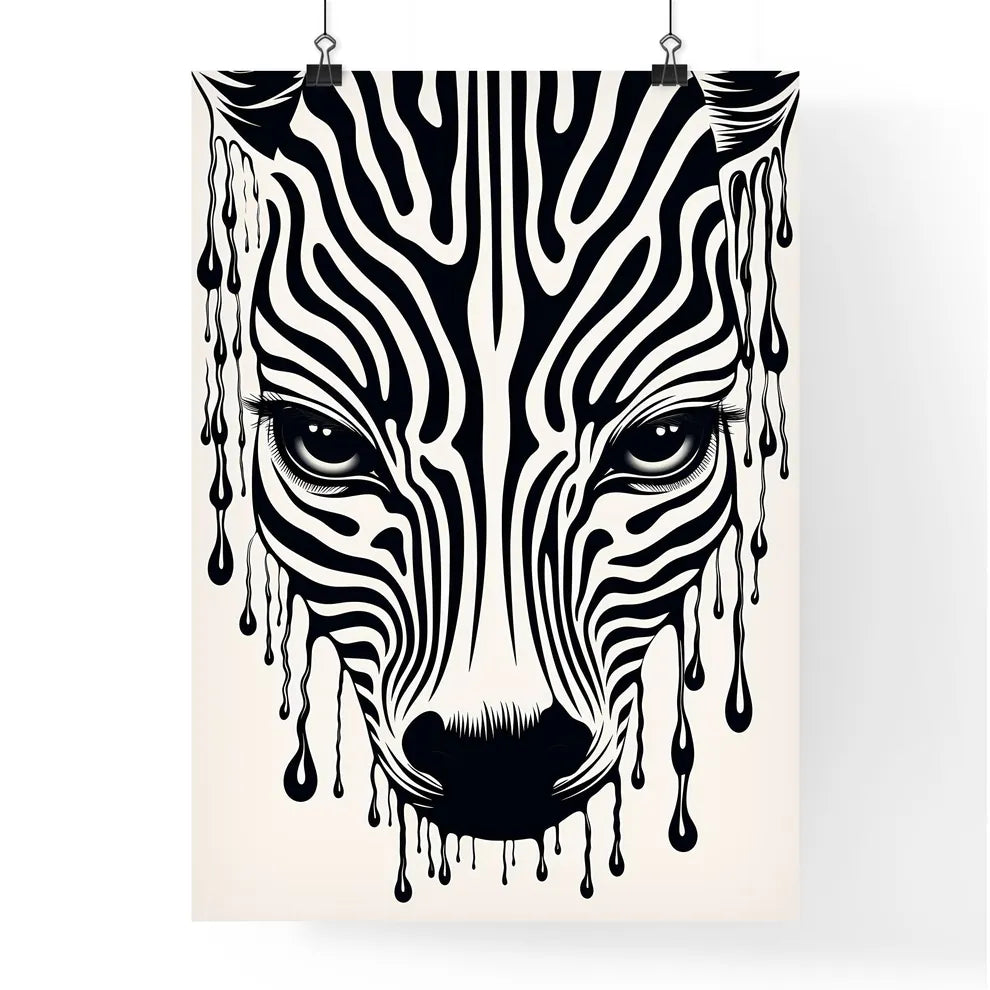 A Poster of linocut line art of a zebras stripes  Poster