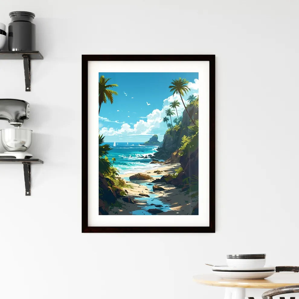 A Poster of Long Beach Art Sketch with clear Framed Print