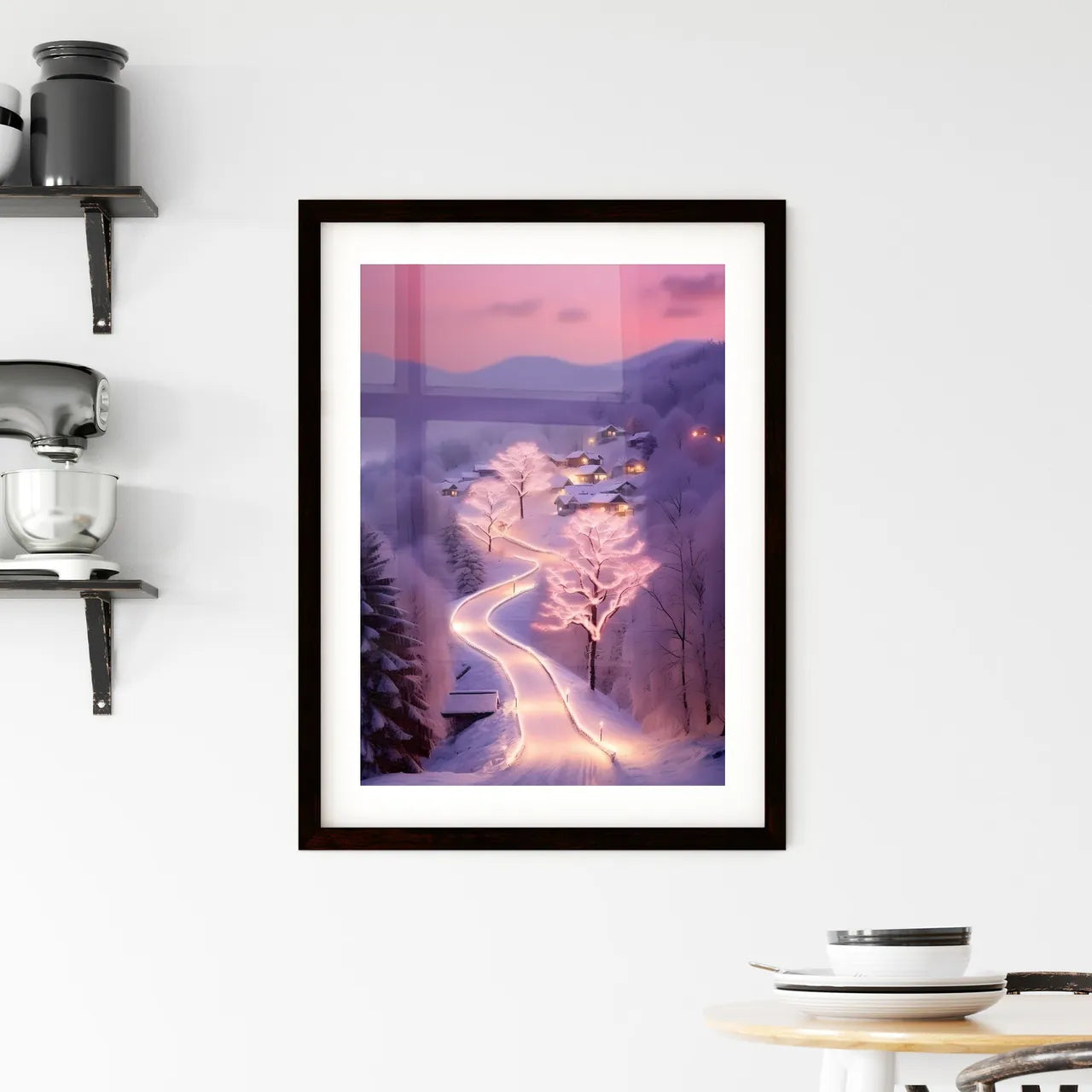 A Poster of beautiful snow scene Framed Print