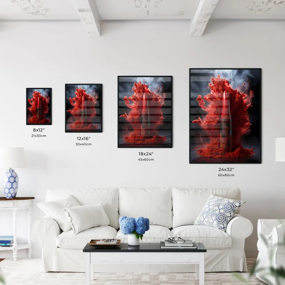 A Poster of powerful explosion of red dust - - Kitchen Hangings