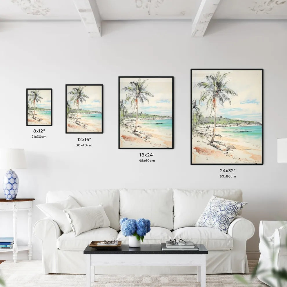 A Poster of palm tree on paradise beach - A  - Kitchen Hangings