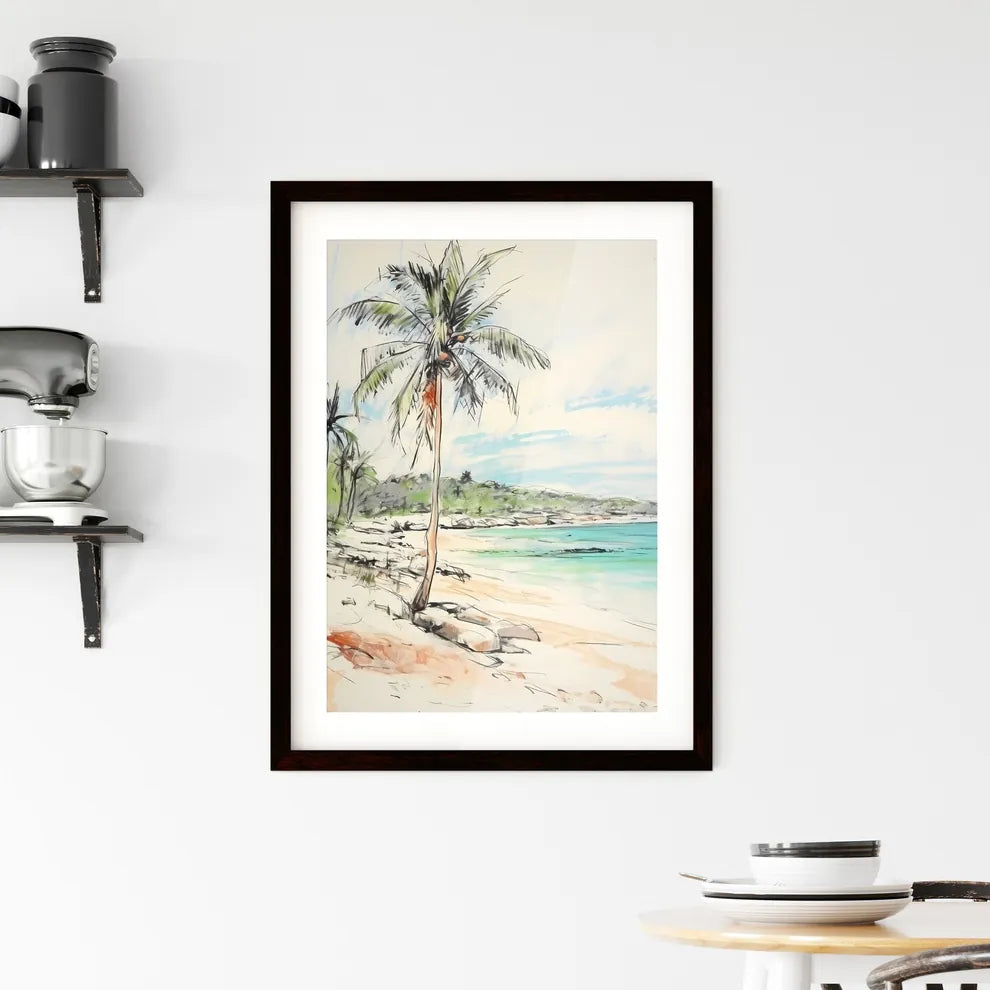 A Poster of palm tree on paradise beach - A  Framed Print
