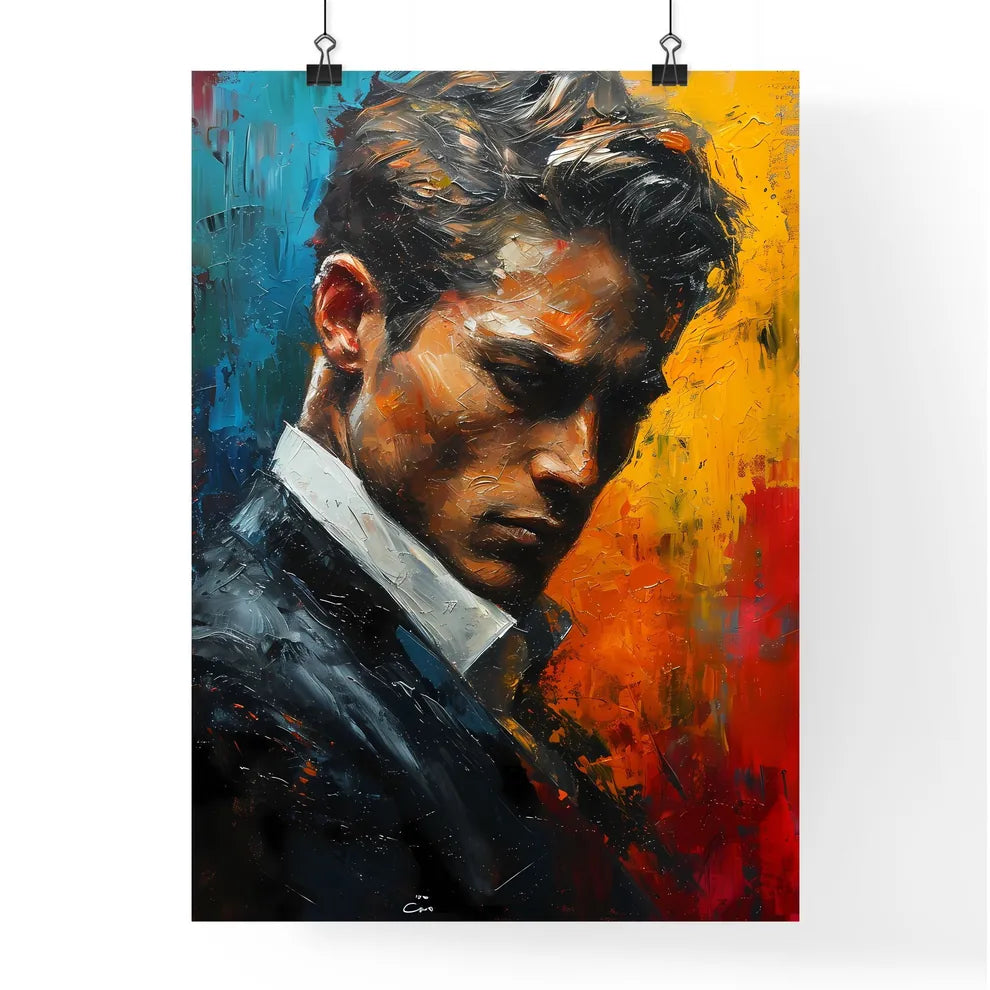 A Poster of Gordon Gekko Portrait with colorful Background  Poster